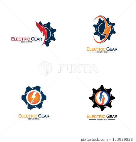 Electric gear vector logo template illustration. Suitable for business, technology and web. also, for energy and thunder symbol Electric gear vector logo template illustration. Suitable for business, technology and web. also, for energy and thunder symbol 133989828