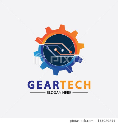 Tech gear logo vector design template. Technology Logo Template Design Vector, Emblem, Design Concept, Creative Symbol, Icon Tech gear logo vector design template. Technology Logo Template Design Vector, Emblem, Design Concept, Creative Symbol, Icon 133989854