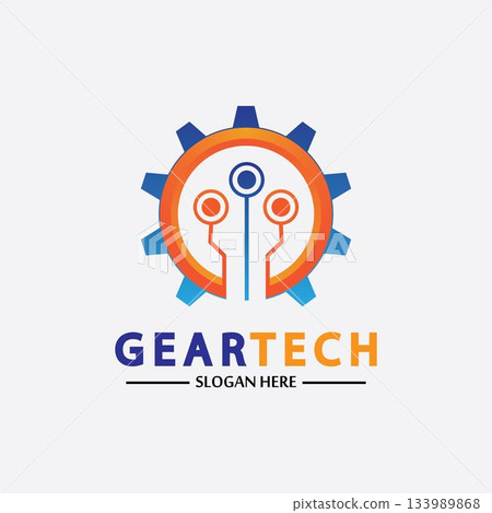 Tech gear logo vector design template. Technology Logo Template Design Vector, Emblem, Design Concept, Creative Symbol, Icon Tech gear logo vector design template. Technology Logo Template Design Vector, Emblem, Design Concept, Creative Symbol, Icon 133989868