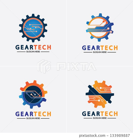 Tech gear logo vector design template. Technology Logo Template Design Vector, Emblem, Design Concept, Creative Symbol, Icon Tech gear logo vector design template. Technology Logo Template Design Vector, Emblem, Design Concept, Creative Symbol, Icon 133989887