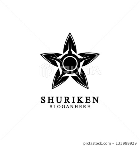 ninja shuriken black solid icon modern design, isolated on white background. flat style for graphic design template. suitable for logo, web, UI, mobile app. vector illustration 133989929