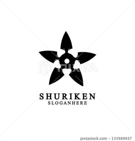 ninja shuriken black solid icon modern design, isolated on white background. flat style for graphic design template. suitable for logo, web, UI, mobile app. vector illustration 133989937