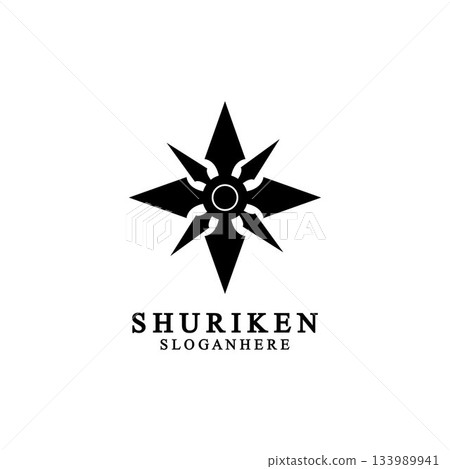 ninja shuriken black solid icon modern design, isolated on white background. flat style for graphic design template. suitable for logo, web, UI, mobile app. vector illustration 133989941