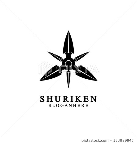 ninja shuriken black solid icon modern design, isolated on white background. flat style for graphic design template. suitable for logo, web, UI, mobile app. vector illustration 133989945