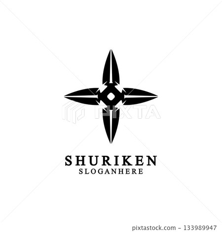 ninja shuriken black solid icon modern design, isolated on white background. flat style for graphic design template. suitable for logo, web, UI, mobile app. vector illustration 133989947