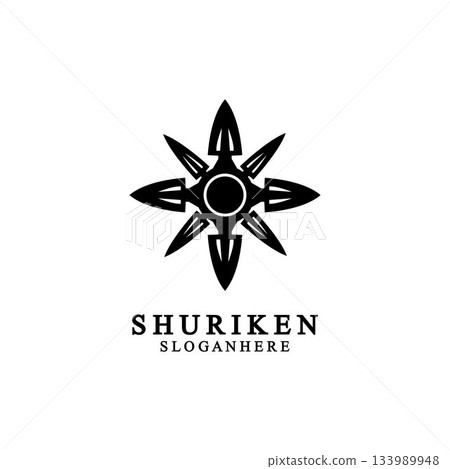 ninja shuriken black solid icon modern design, isolated on white background. flat style for graphic design template. suitable for logo, web, UI, mobile app. vector illustration 133989948
