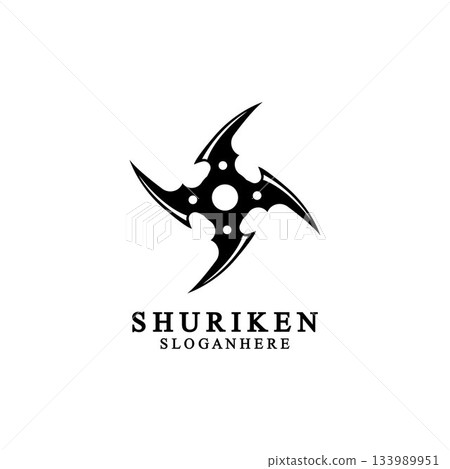 ninja shuriken black solid icon modern design, isolated on white background. flat style for graphic design template. suitable for logo, web, UI, mobile app. vector illustration 133989951