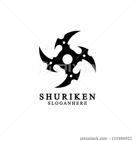 ninja shuriken black solid icon modern design, isolated on white background. flat style for graphic design template. suitable for logo, web, UI, mobile app. vector illustration 133989952