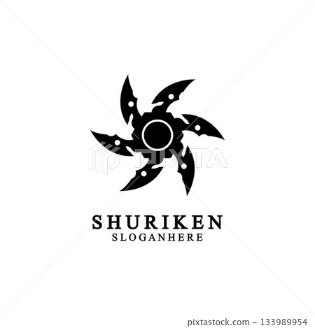 ninja shuriken black solid icon modern design, isolated on white background. flat style for graphic design template. suitable for logo, web, UI, mobile app. vector illustration 133989954