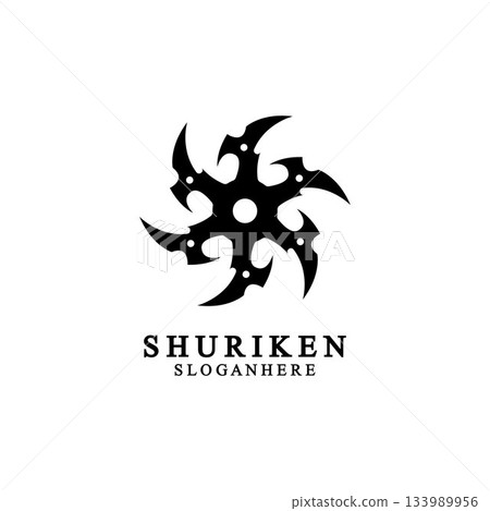 ninja shuriken black solid icon modern design, isolated on white background. flat style for graphic design template. suitable for logo, web, UI, mobile app. vector illustration 133989956