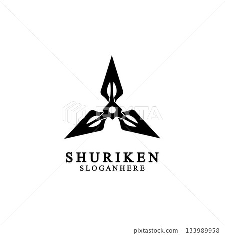 ninja shuriken black solid icon modern design, isolated on white background. flat style for graphic design template. suitable for logo, web, UI, mobile app. vector illustration 133989958