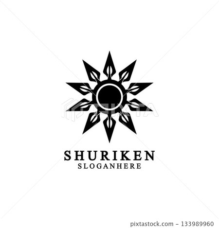 ninja shuriken black solid icon modern design, isolated on white background. flat style for graphic design template. suitable for logo, web, UI, mobile app. vector illustration 133989960