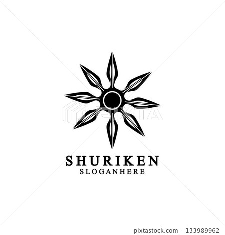 ninja shuriken black solid icon modern design, isolated on white background. flat style for graphic design template. suitable for logo, web, UI, mobile app. vector illustration 133989962
