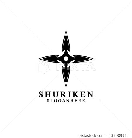 ninja shuriken black solid icon modern design, isolated on white background. flat style for graphic design template. suitable for logo, web, UI, mobile app. vector illustration 133989963