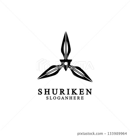 ninja shuriken black solid icon modern design, isolated on white background. flat style for graphic design template. suitable for logo, web, UI, mobile app. vector illustration 133989964