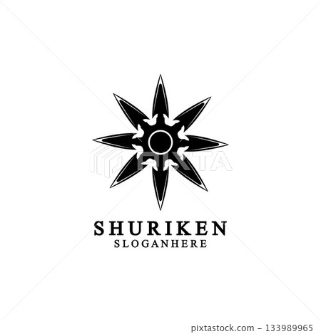 ninja shuriken black solid icon modern design, isolated on white background. flat style for graphic design template. suitable for logo, web, UI, mobile app. vector illustration 133989965