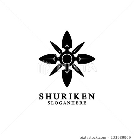 ninja shuriken black solid icon modern design, isolated on white background. flat style for graphic design template. suitable for logo, web, UI, mobile app. vector illustration 133989969
