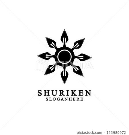 ninja shuriken black solid icon modern design, isolated on white background. flat style for graphic design template. suitable for logo, web, UI, mobile app. vector illustration 133989972