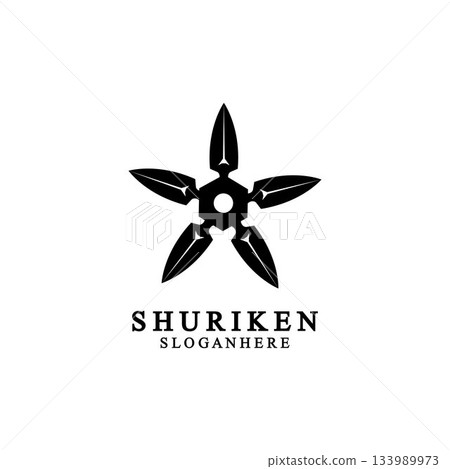 ninja shuriken black solid icon modern design, isolated on white background. flat style for graphic design template. suitable for logo, web, UI, mobile app. vector illustration 133989973