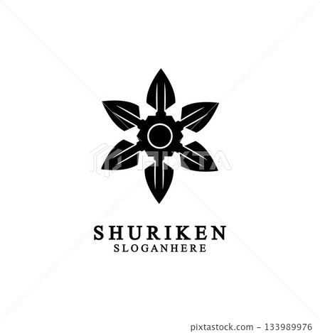 ninja shuriken black solid icon modern design, isolated on white background. flat style for graphic design template. suitable for logo, web, UI, mobile app. vector illustration 133989976