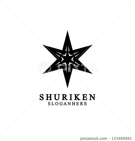 ninja shuriken black solid icon modern design, isolated on white background. flat style for graphic design template. suitable for logo, web, UI, mobile app. vector illustration 133989983