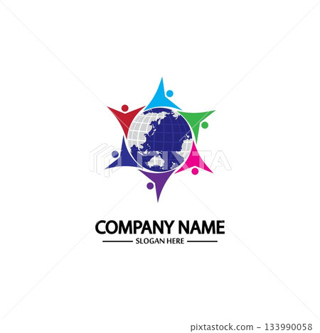 world comunity logo with people and globe illustration design vector. world comunity logo with people and globe illustration design vector. 133990058