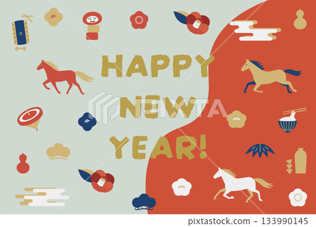 Japanese lucky charm New Year's card design 133990145