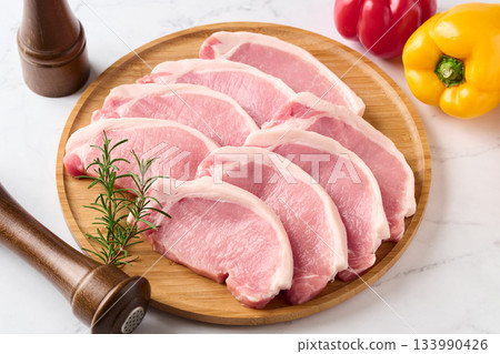 Pork loin slice 133990426
