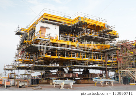Offshore platform under construction. 133990711