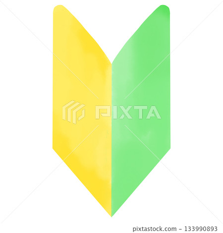 Watercolor illustration of a young leaf mark Watercolor illustration of a young leaf mark 133990893