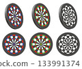Set of dartboards and targets of various shapes vector illustrations 133991374