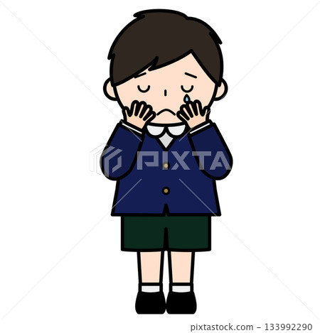 哭泣的男孩摀著臉 哭泣的男孩摀著臉 133992290