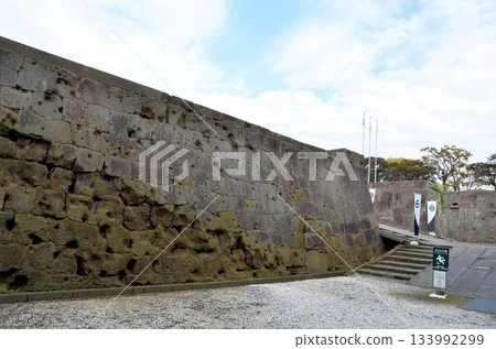 Kagoshima Castle Honmaru ruins stone wall Kagoshima Castle Honmaru ruins stone wall 133992299