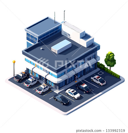 方形房間/警察局圖像工作場景圖示素材 133992319