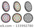 Set of dartboards and targets of various shapes vector illustrations 133992780