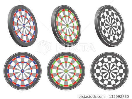 Set of dartboards and targets of various shapes vector illustrations 133992780