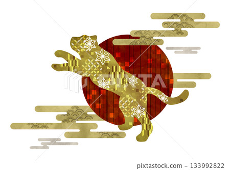 日本花紋虎與初升的太陽 日本花紋虎與初升的太陽 133992822