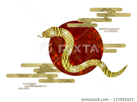 Japanese pattern snake and first sunrise 133992825