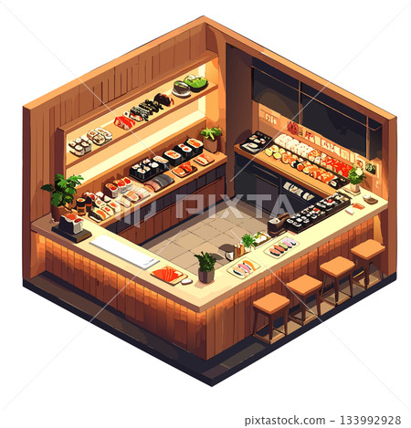 方形日式廚房圖片，餐廳和工作相關插圖圖標 133992928