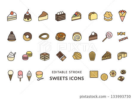 各種甜點的圖示集 各種甜點的圖示集 133993730