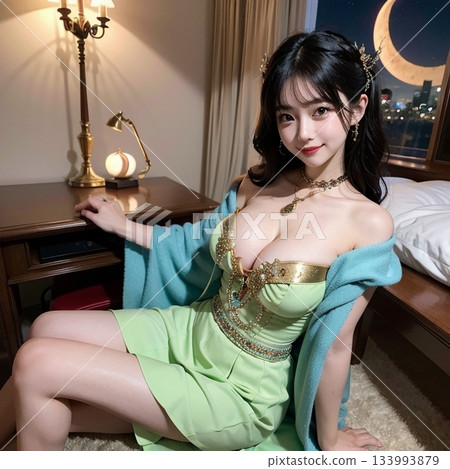 在一間古色古香的房間裡 133993879