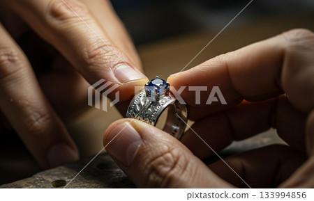 Inspecting Sapphire Ring Craftsmanship 133994856