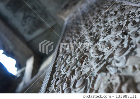 The intricately patterned interior of Angkor Wat The intricately patterned interior of Angkor Wat 133995111