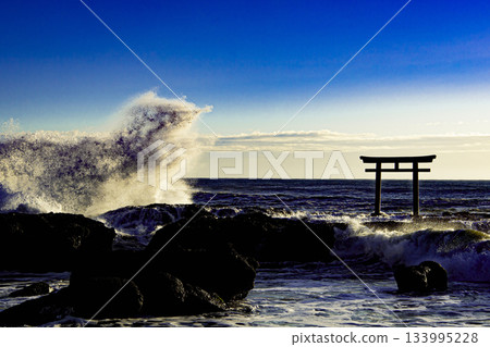 Oarai Isosaki Shrine Wave Splash Oarai Isosaki Shrine Wave Splash 133995228