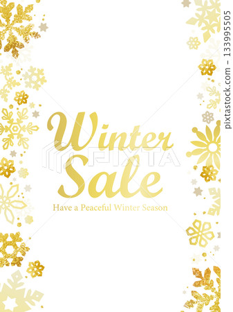 金色雪花邊框背景上的「冬季促銷」字樣(冬季促銷) 金色雪花邊框背景上的「冬季促銷」字樣(冬季促銷) 133995505