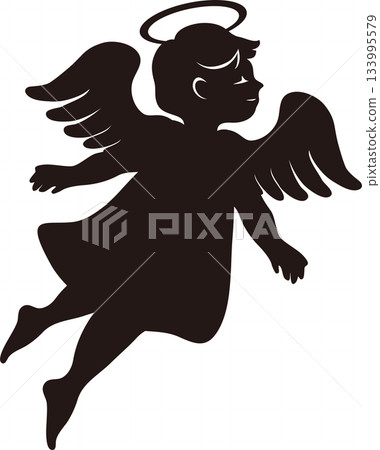 Flying angel silhouette, Christmas decoration material Flying angel silhouette, Christmas decoration material 133995579