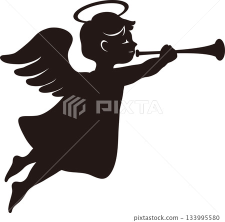 飛翔天使剪影，聖誕裝飾材料 133995580