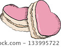 Delicious Pink Heart Shaped Macarons Sweet French Pastry Dessert Illustration Valentine s Day Treat 133995722