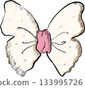 Delicate Pink Bow Butterfly Design Elegant Hand Drawn Illustration Vintage Style Whimsical Pastel 133995726