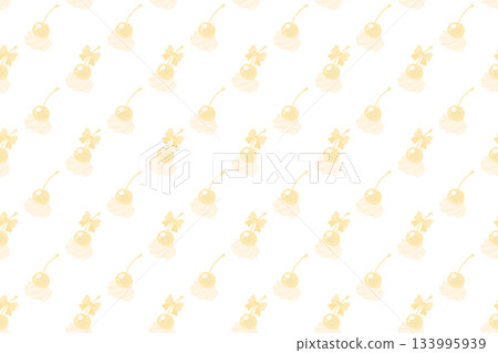 Fresh cream ribbon cherry pattern yellow Fresh cream ribbon cherry pattern yellow 133995939